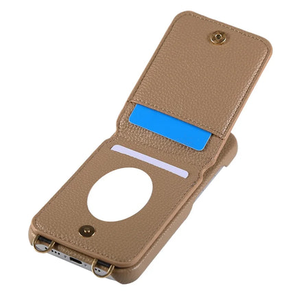 For iPhone 16 Plus Case with Card Holder, Shoulder Strap PC+TPU Ring Kickstand Phone Back Cover