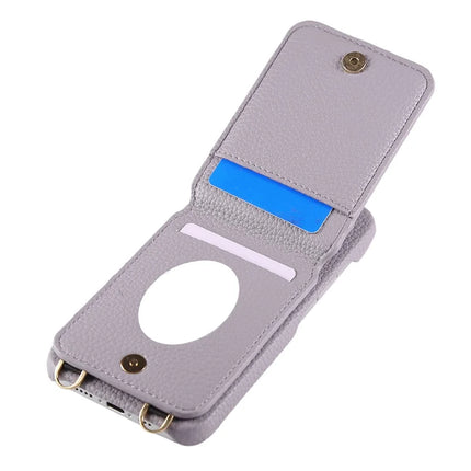 For iPhone 16 Plus Case with Card Holder, Shoulder Strap PC+TPU Ring Kickstand Phone Back Cover
