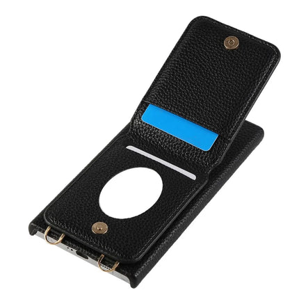 For Samsung Galaxy S23 Ultra Case with Card Holder, Shoulder Strap PC+TPU Ring Kickstand Phone Back Cover