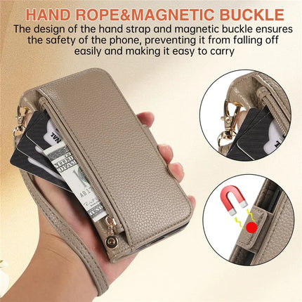 For Samsung Galaxy S23 Ultra Wallet Phone Case Shockproof TPU+PU Leather Flip Cover with Mirror, Strap