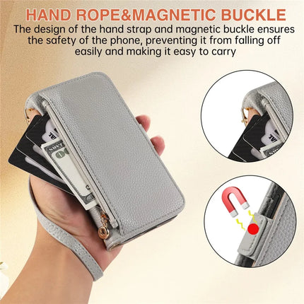 For Samsung Galaxy A55 5G Wallet Phone Case Shockproof TPU+PU Leather Flip Cover with Mirror, Strap