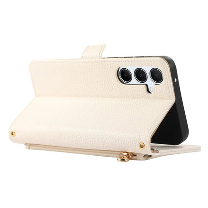 For Samsung Galaxy A55 5G Wallet Phone Case Shockproof TPU+PU Leather Flip Cover with Mirror, Strap
