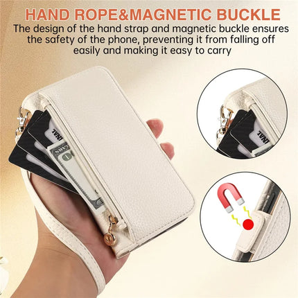 For Samsung Galaxy A55 5G Wallet Phone Case Shockproof TPU+PU Leather Flip Cover with Mirror, Strap