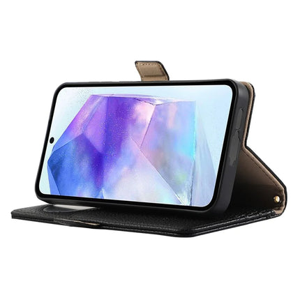 For Samsung Galaxy A54 5G Wallet Phone Case Shockproof TPU+PU Leather Flip Cover with Mirror, Strap