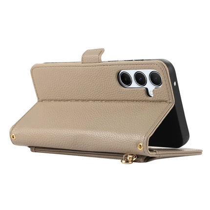 For Samsung Galaxy A54 5G Wallet Phone Case Shockproof TPU+PU Leather Flip Cover with Mirror, Strap