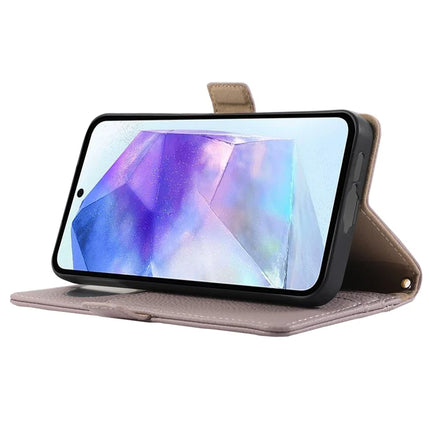 For Samsung Galaxy A35 5G Wallet Phone Case Shockproof TPU+PU Leather Flip Cover with Mirror, Strap