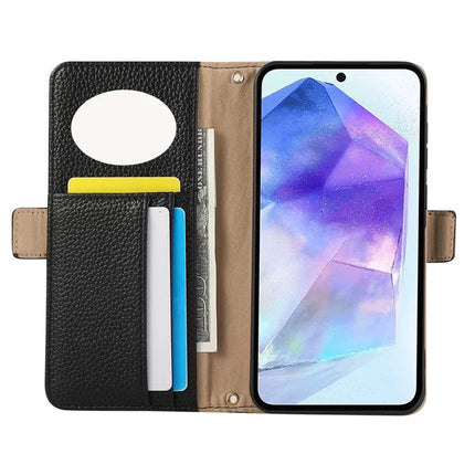 For Samsung Galaxy A15 5G / 4G Wallet Phone Case Shockproof TPU+PU Leather Flip Cover with Mirror, Strap