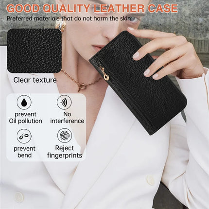 For iPhone 16 Plus Wallet Phone Case Shockproof TPU+PU Leather Flip Cover with Mirror, Strap