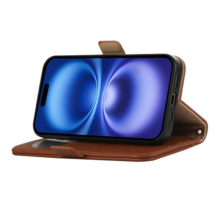 For iPhone 16 Pro Max Wallet Phone Case Shockproof TPU+PU Leather Flip Cover with Mirror, Strap