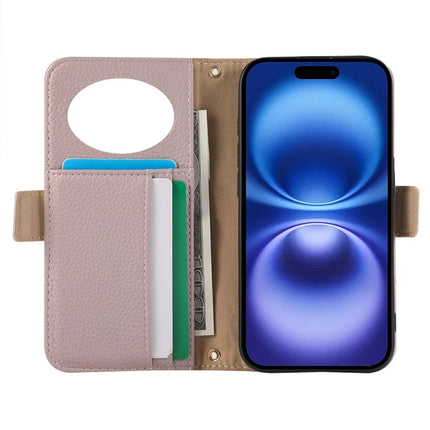 For iPhone 16 Pro Max Wallet Phone Case Shockproof TPU+PU Leather Flip Cover with Mirror, Strap