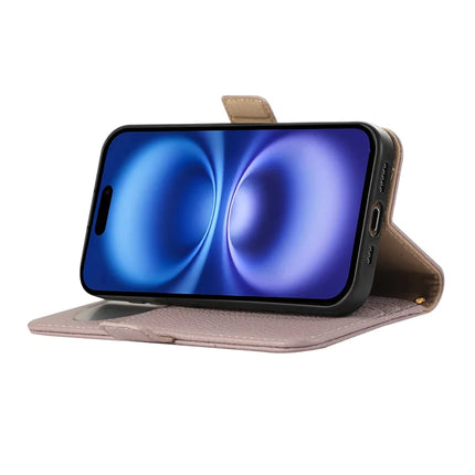 For iPhone 16 Pro Max Wallet Phone Case Shockproof TPU+PU Leather Flip Cover with Mirror, Strap