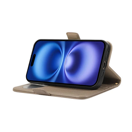 For iPhone 16 Pro Max Wallet Phone Case Shockproof TPU+PU Leather Flip Cover with Mirror, Strap