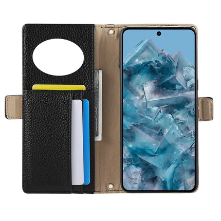 For Google Pixel 8 Pro Wallet Phone Case Shockproof TPU+PU Leather Flip Cover with Mirror, Strap