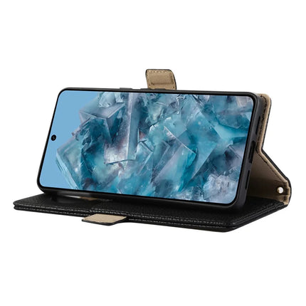 For Google Pixel 8 Pro Wallet Phone Case Shockproof TPU+PU Leather Flip Cover with Mirror, Strap