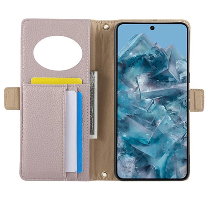 For Google Pixel 8 Pro Wallet Phone Case Shockproof TPU+PU Leather Flip Cover with Mirror, Strap