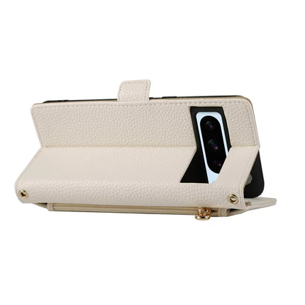 For Google Pixel 8 Pro Wallet Phone Case Shockproof TPU+PU Leather Flip Cover with Mirror, Strap