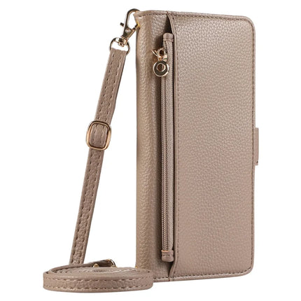 For Google Pixel 8 Pro Wallet Phone Case Shockproof TPU+PU Leather Flip Cover with Mirror, Strap