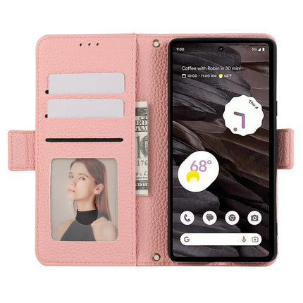 For Google Pixel 7a Leather Case with Card Holder, Straps, Shockproof Wallet Phone Cover