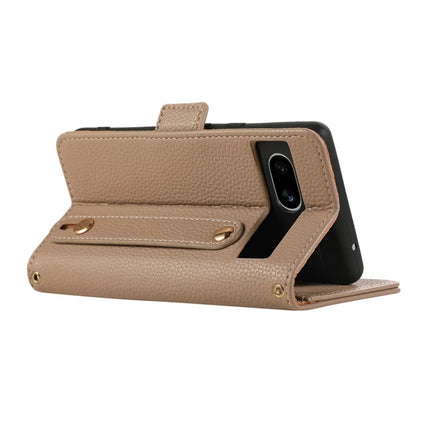 For Google Pixel 7a Leather Case with Card Holder, Straps, Shockproof Wallet Phone Cover