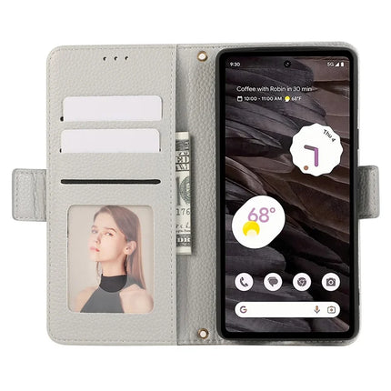 For Google Pixel 7a Leather Case with Card Holder, Straps, Shockproof Wallet Phone Cover