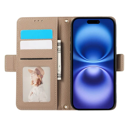 For iPhone 16 Plus Leather Case with Card Holder, Straps, Shockproof Wallet Phone Cover