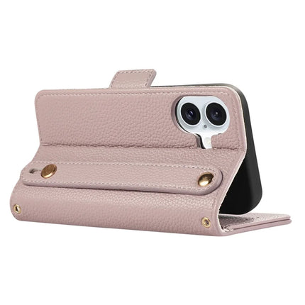 For iPhone 16 Plus Leather Case with Card Holder, Straps, Shockproof Wallet Phone Cover