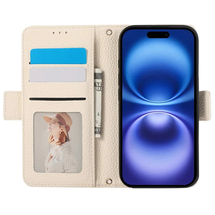 For iPhone 16 Plus Leather Case with Card Holder, Straps, Shockproof Wallet Phone Cover
