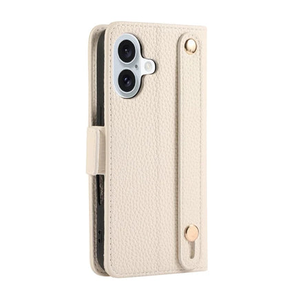 For iPhone 16 Plus Leather Case with Card Holder, Straps, Shockproof Wallet Phone Cover