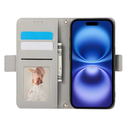For iPhone 16 Plus Leather Case with Card Holder, Straps, Shockproof Wallet Phone Cover