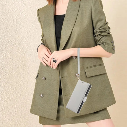 For iPhone 16 Plus Leather Case with Card Holder, Straps, Shockproof Wallet Phone Cover