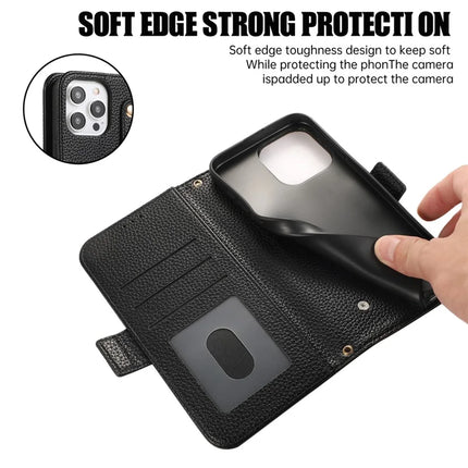 For iPhone 16 Pro Leather Case with Card Holder, Straps, Shockproof Wallet Phone Cover
