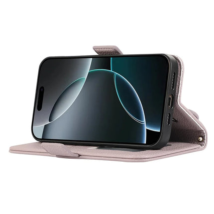 For iPhone 16 Pro Leather Case with Card Holder, Straps, Shockproof Wallet Phone Cover