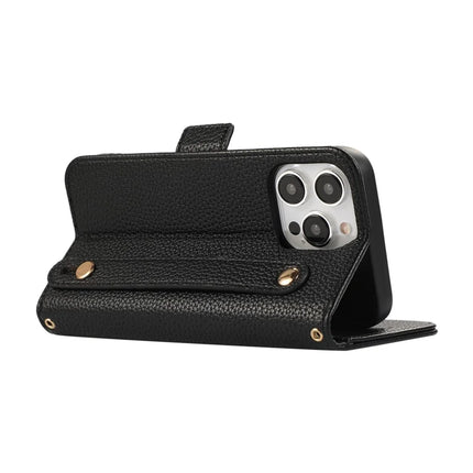 For iPhone 16 Pro Max Leather Case with Card Holder, Straps, Shockproof Wallet Phone Cover