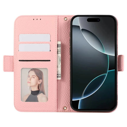 For iPhone 16 Pro Max Leather Case with Card Holder, Straps, Shockproof Wallet Phone Cover
