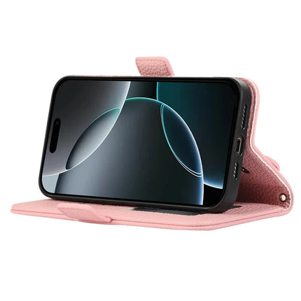 For iPhone 16 Pro Max Leather Case with Card Holder, Straps, Shockproof Wallet Phone Cover