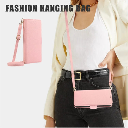 For iPhone 16 Pro Max Leather Case with Card Holder, Straps, Shockproof Wallet Phone Cover