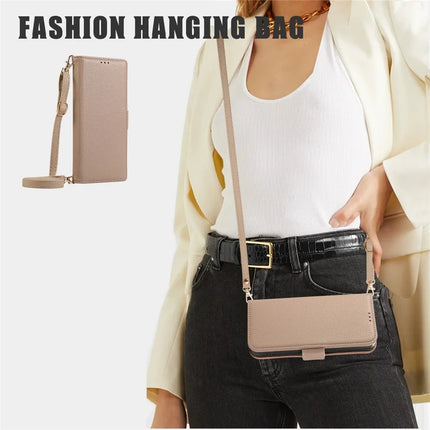For iPhone 16 Pro Max Leather Case with Card Holder, Straps, Shockproof Wallet Phone Cover