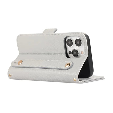 For iPhone 16 Pro Max Leather Case with Card Holder, Straps, Shockproof Wallet Phone Cover