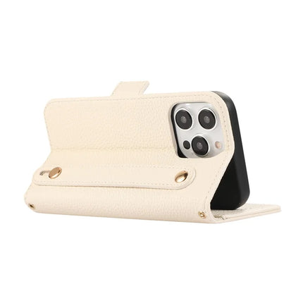 For iPhone 16 Pro Max Leather Case with Card Holder, Straps, Shockproof Wallet Phone Cover