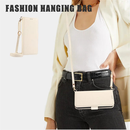 For iPhone 16 Pro Max Leather Case with Card Holder, Straps, Shockproof Wallet Phone Cover