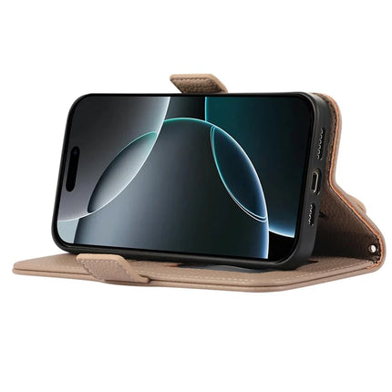 For iPhone 15 Pro Max Leather Case with Card Holder, Straps, Shockproof Wallet Phone Cover