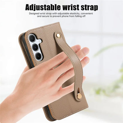 For Samsung Galaxy A35 5G Leather Case with Card Holder, Straps, Shockproof Wallet Phone Cover
