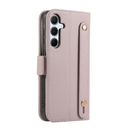 For Samsung Galaxy A35 5G Leather Case with Card Holder, Straps, Shockproof Wallet Phone Cover