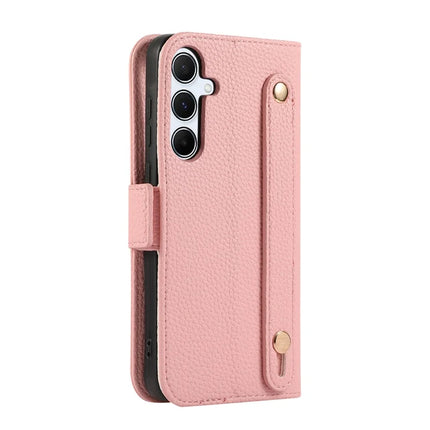 For Samsung Galaxy A35 5G Leather Case with Card Holder, Straps, Shockproof Wallet Phone Cover