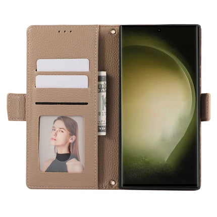 For Samsung Galaxy S23 Ultra Leather Case with Card Holder, Straps, Shockproof Wallet Phone Cover