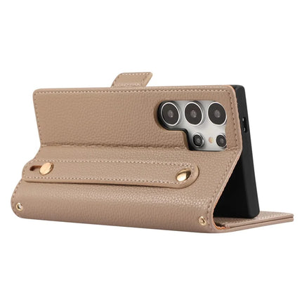 For Samsung Galaxy S23 Ultra Leather Case with Card Holder, Straps, Shockproof Wallet Phone Cover