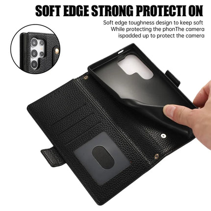 For Samsung Galaxy S23 Ultra Leather Case with Card Holder, Straps, Shockproof Wallet Phone Cover