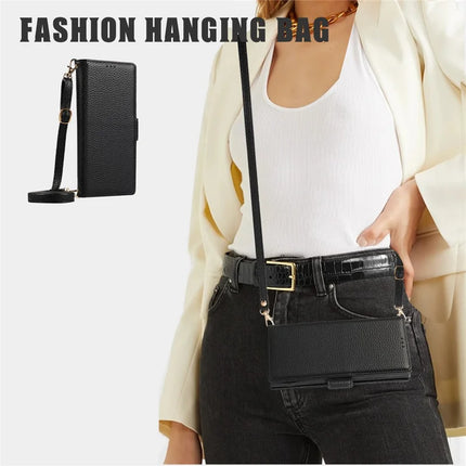 For Samsung Galaxy S23 Ultra Leather Case with Card Holder, Straps, Shockproof Wallet Phone Cover