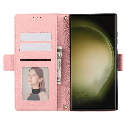For Samsung Galaxy S23 Ultra Leather Case with Card Holder, Straps, Shockproof Wallet Phone Cover