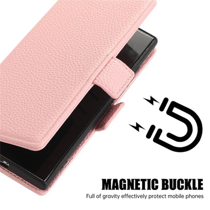 For Samsung Galaxy S23 Ultra Leather Case with Card Holder, Straps, Shockproof Wallet Phone Cover